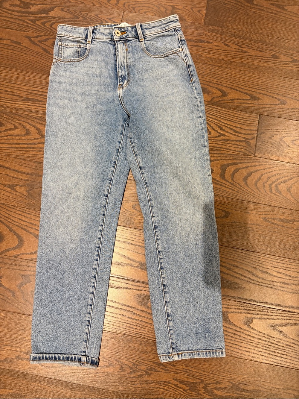 Zara Light Blue Straight-Leg Jeans